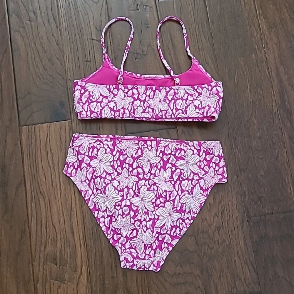 Cabana Del Sol Pink & White Bikini Set size Large